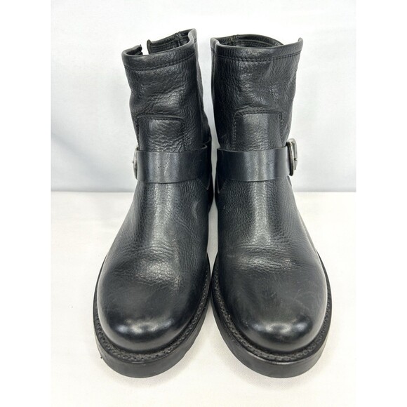 Frye Veronica Bootie Women's Size 7.5 B Black Motorcycle Boot Strap Buckle - Picture 3 of 11
